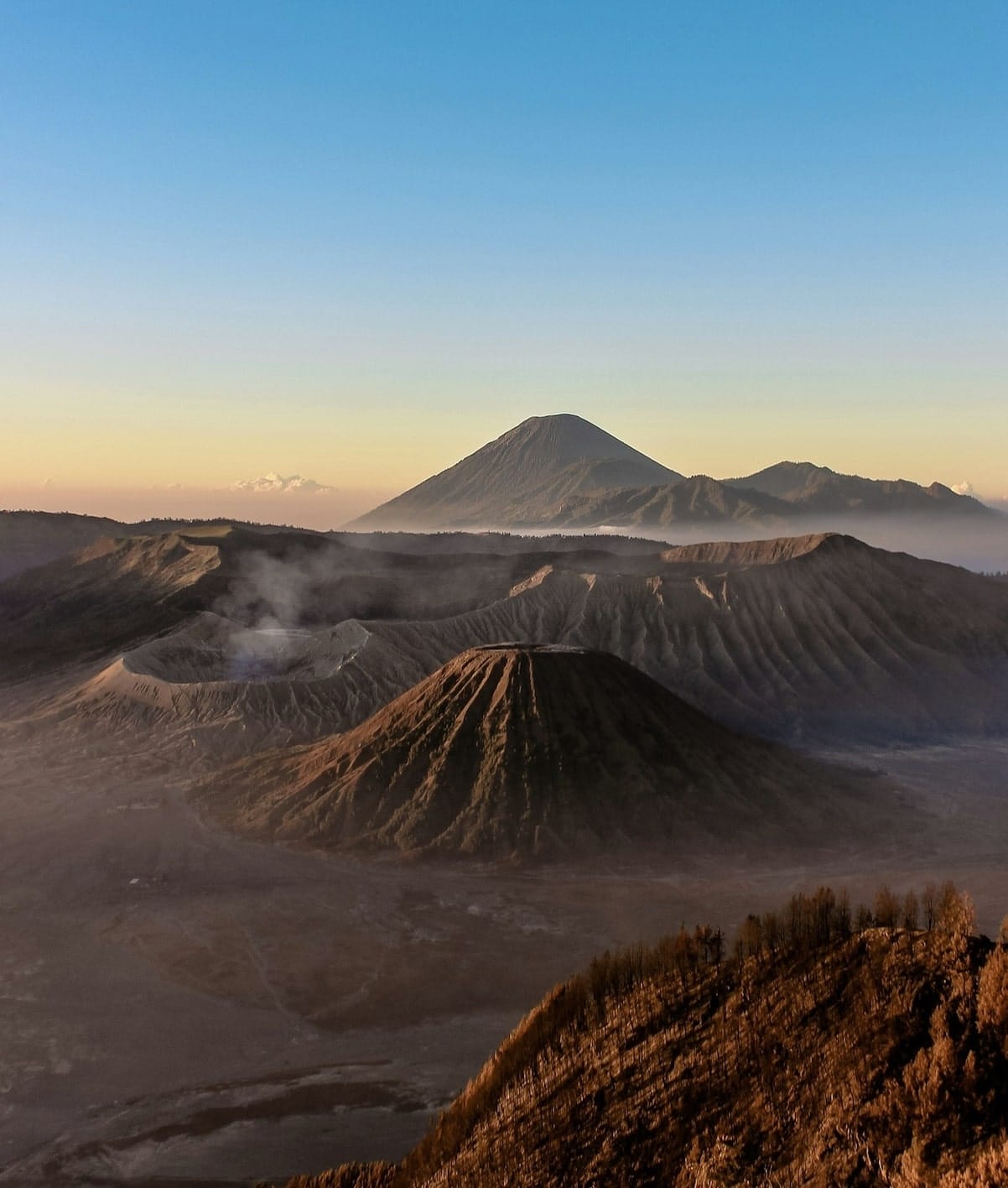 Mount Bromo is an active volcano in East Java , Indonesia.